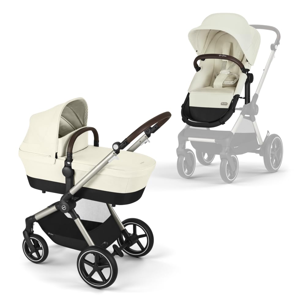 CYBEX Gold Kinderwagen EOS Lux 2-in-1, Reisesystem, Ab Geburt bis 22 kg (ca. 4 Jahre), Moon Black
