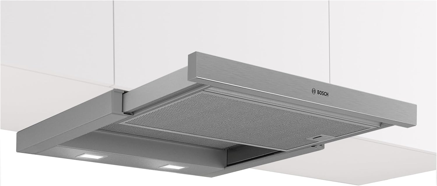 Bosch Dunstabzugshaube, 60 cm, silber, DFL064W54 Serie 2 Flachschirmhaube, Made in Germany, 3 Leistungsstufen, LED-Beleuchtung