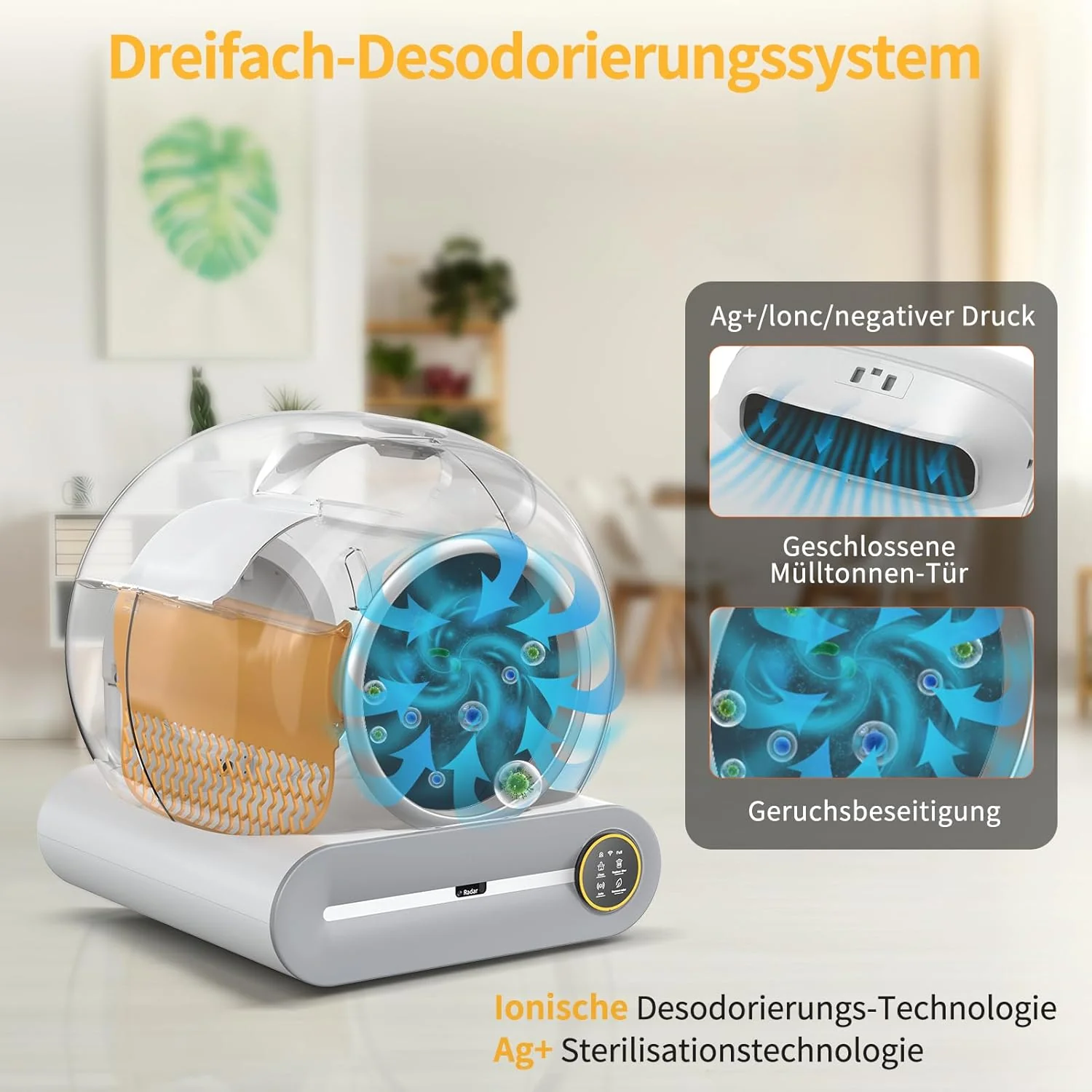 Zelfreinigende kattenbak Groot XXL 68L, Automatische kattenbak met afvalzakken, Lage instap met APP-bediening Elektrische kattenbak, voor 2 katten Zelfreinigende kattenbak