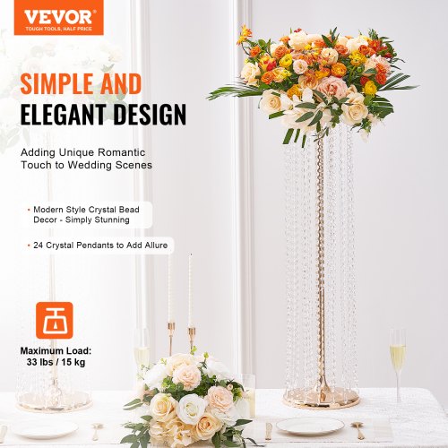 VEVOR 4er-Set Blumenhocker 20x20x90cm Blumenständer Eisen Beistelltisch Modern Kristallvase Gold-Galvanisierung Pflanzenhocker Pflanzenständer Metallständer für Dekoration von Bars Hotels Cafés