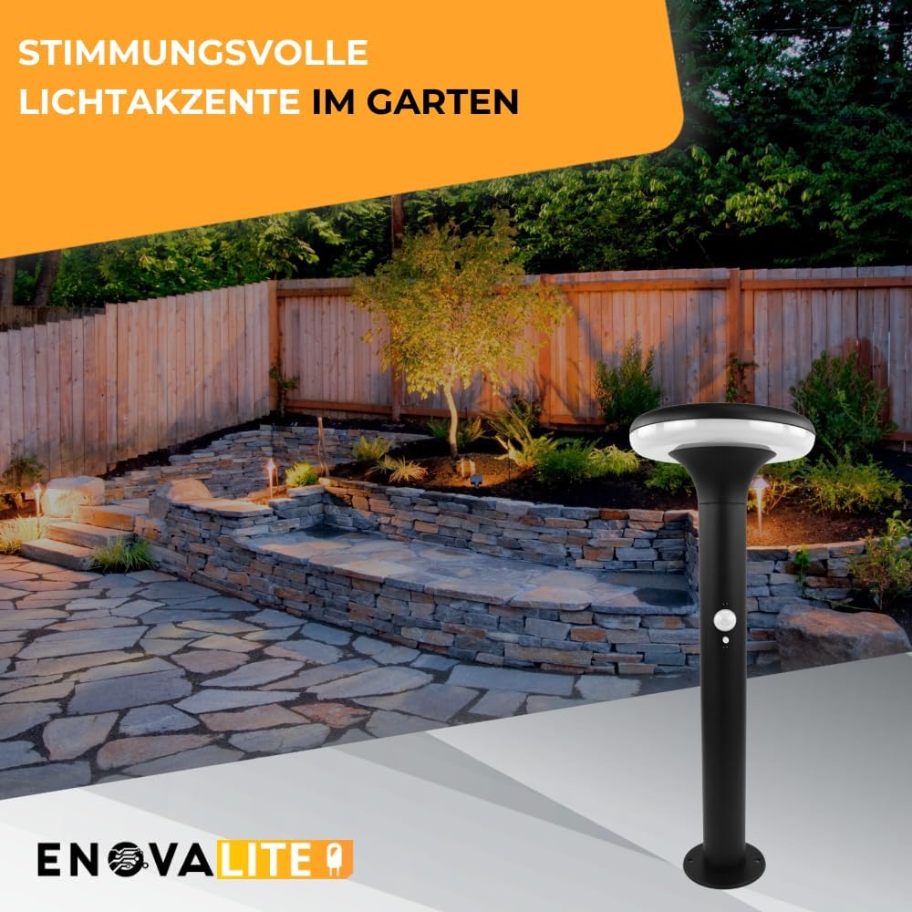 4er Set Solar Wegeleuchte mit Bewegungsmelder - 3 Lichtmodi - 3000K Warmweiß - IP54 wetterfest - Aluminium - runde LED Außenleuchte Pollerleuchte Garten Terrasse