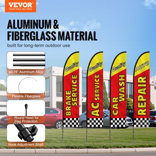 VEVOR 4er-Set Autoreparatur Fahnenmast-Set Flaggenmast Werbung Banner 498,5cm