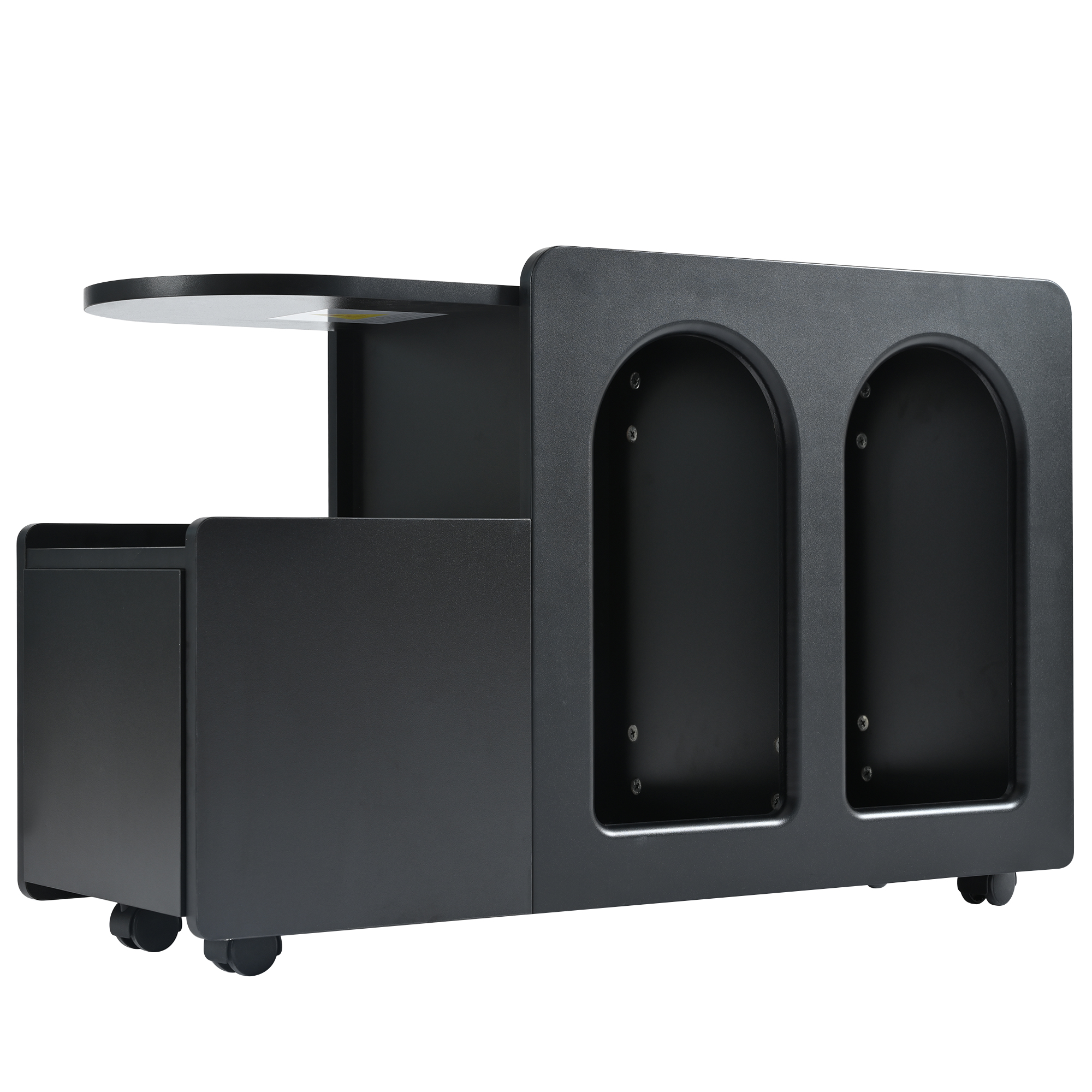 Multifunktionaler Beistellschrank mit Rollen, vielseitiger Aufbewahrungswagen für Wohnzimmer, Esszimmer und Schlafzimmer, 82 cm x 30 cm x 53 cm, Schwarz