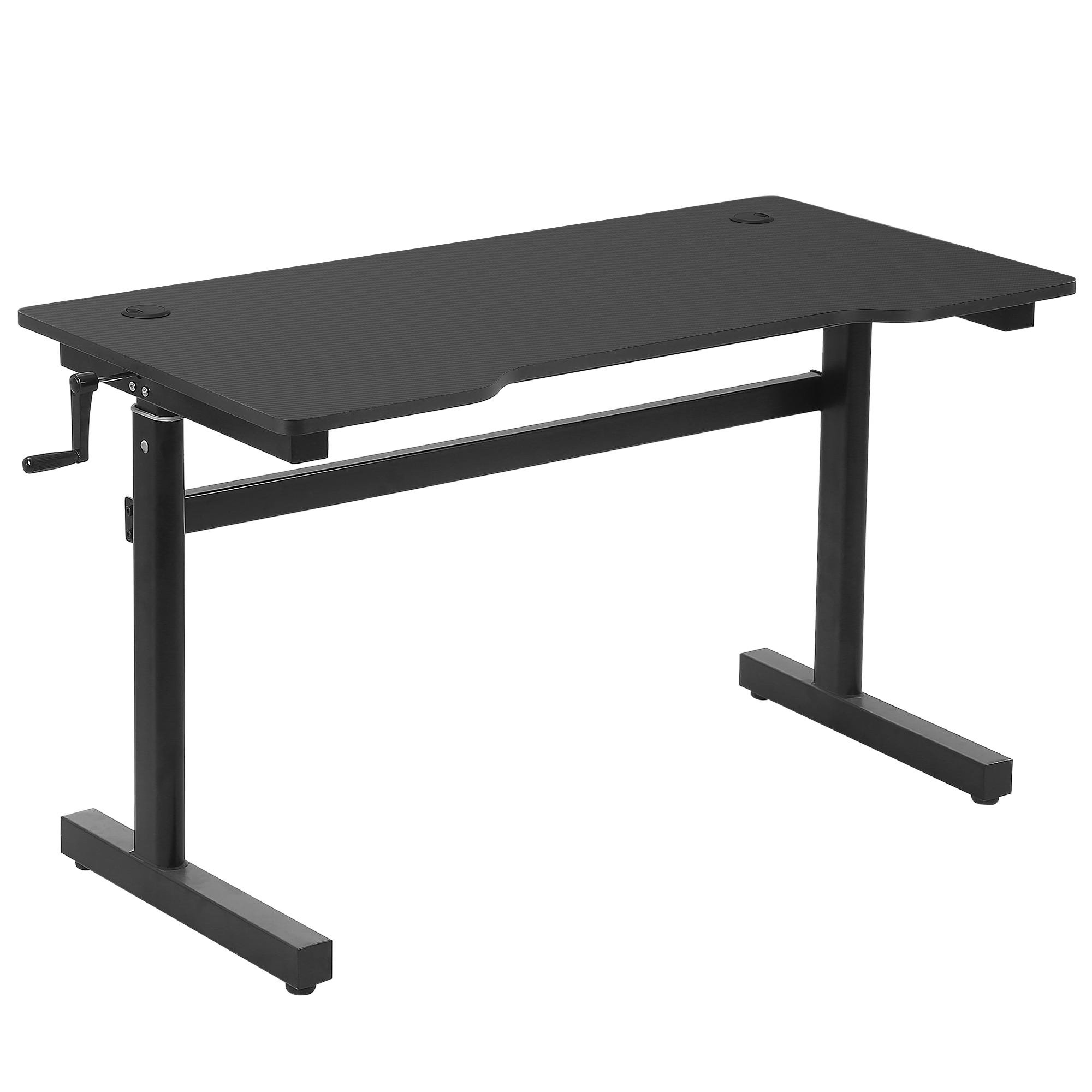 Vinsetto Schreibtisch Computertisch höhenverstellbar Handkurbellift Stehschreibtisch Bürotisch Verstellbare Fußstützen Metall Schwarz 120 x 60 x 72-117 cm