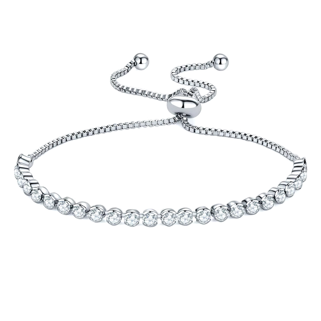 Sterling Silver Full Cubic Zircon Beads Bracelet