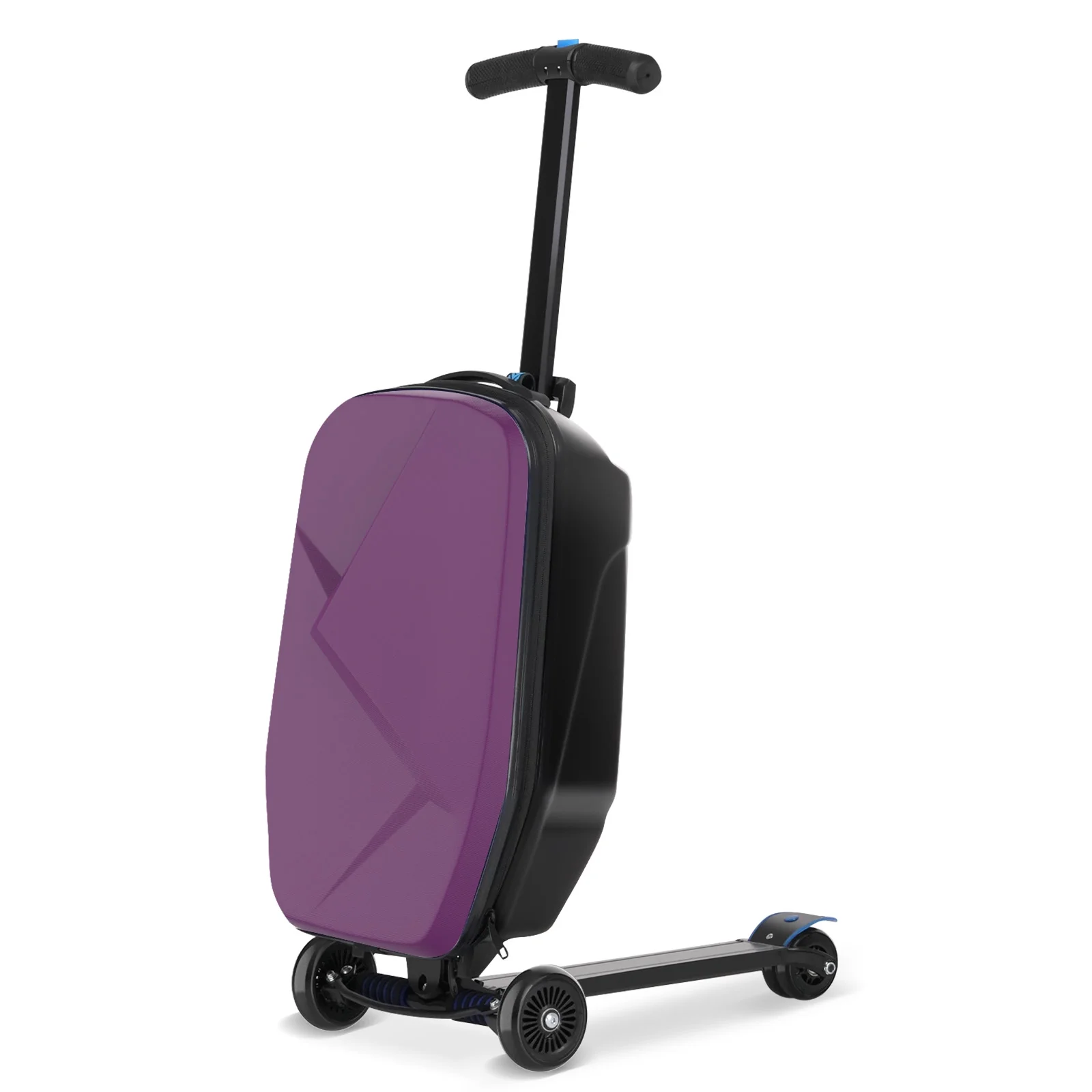 Advwin Scooter Luggage for Kids & Adults, Hardside Ride on Suitcase for Kids Ages 4-15 Multifunctional Lightweight Foldable Carry on Luggage with Wheels Ride on for Children Teenagers, Pink