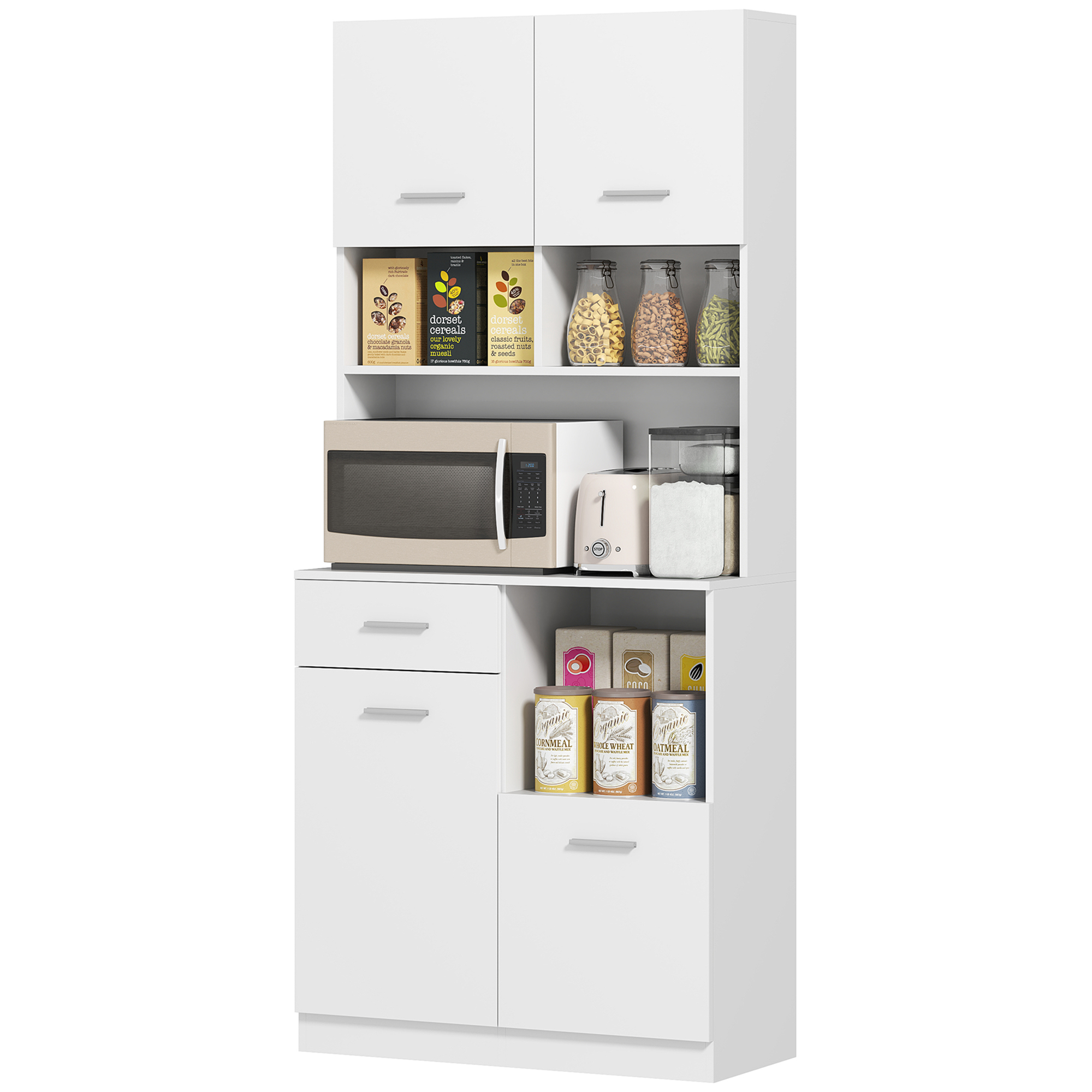 HOMCOM Buffetkast met Lade, Soft-Close Deuren, 80 x 35 x 180 cm - Wit