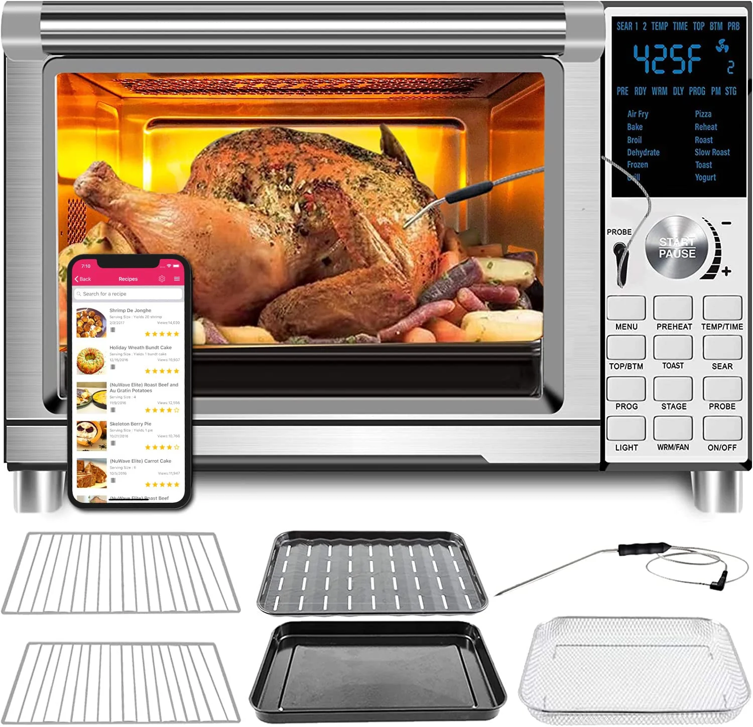 Air Fryer Toaster Smart Oven, 12-in-1 Countertop Convection, 30-QT XL Capacity