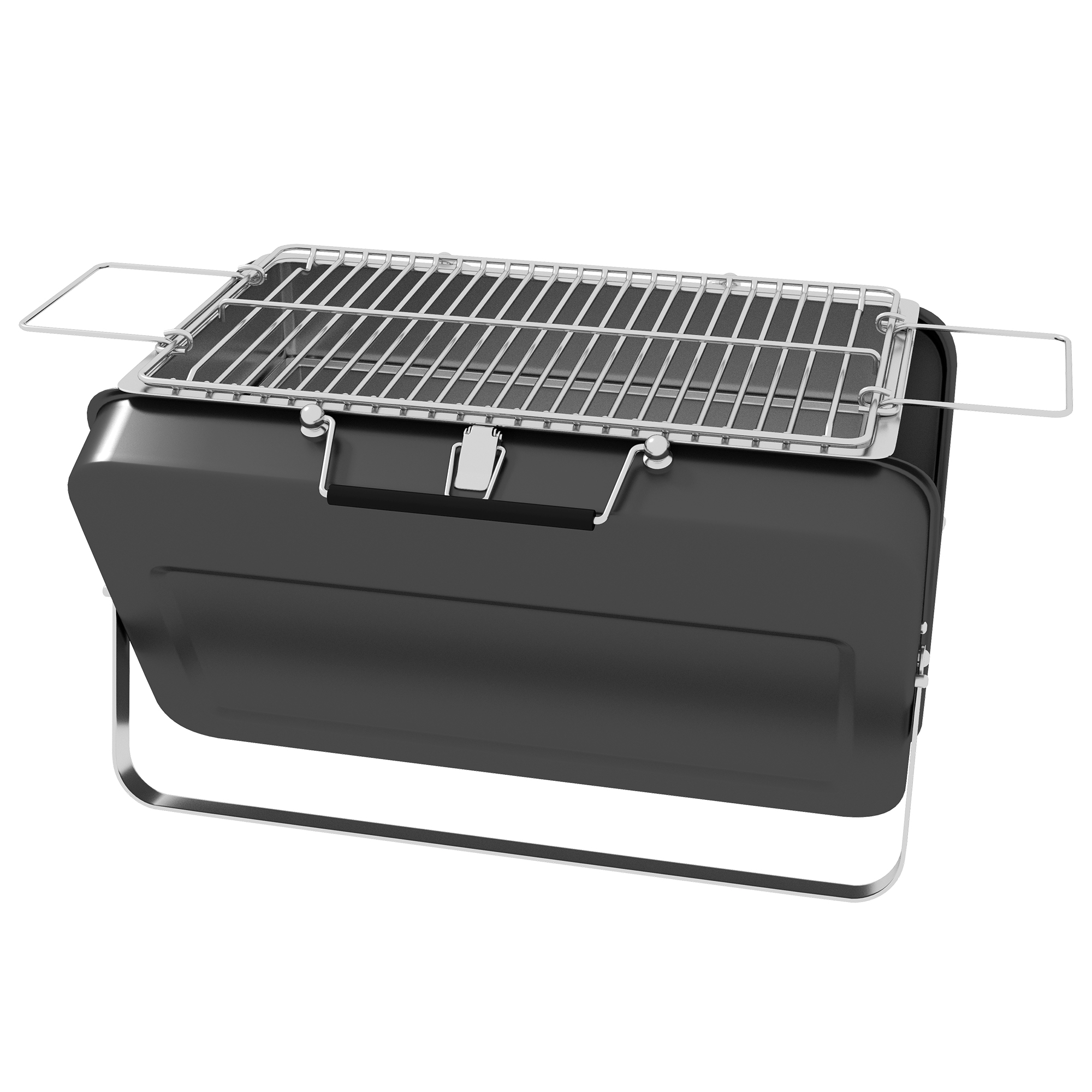 Outsunny Mini-Grill aus Holzkohle Tragbarer BBQ mit Kofferhülle Klappbarer Tischgrill für Garten, Camping, Picknick Schwarz