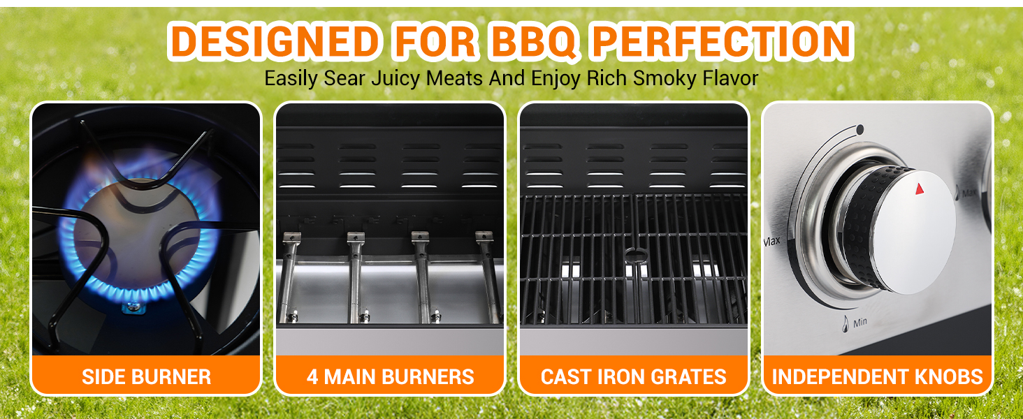 4 burner gas grill