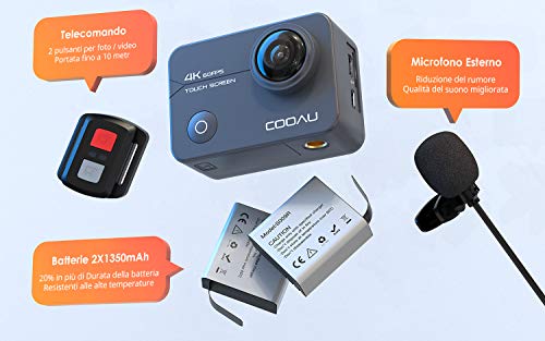 COOAU videocamera Anti Shake fotocamera Impermeabile