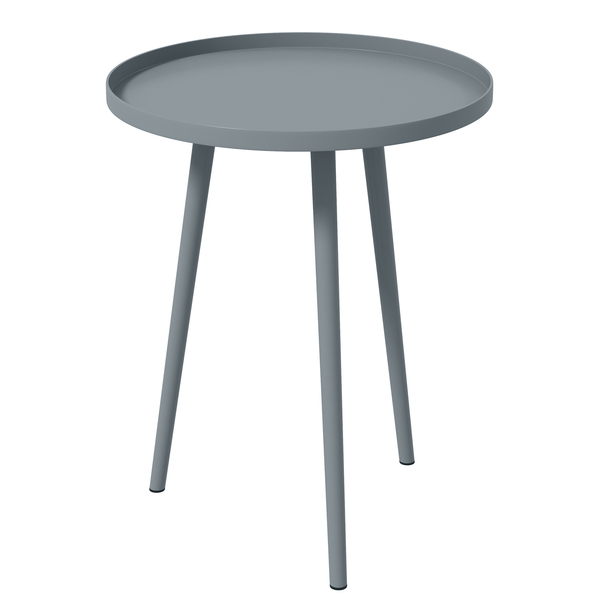 Outsunny Gartencouchtisch rund, Außen-Beistelltisch mit abgerundetem Stahlrand, Maße Ø40 x 50H cm Grau