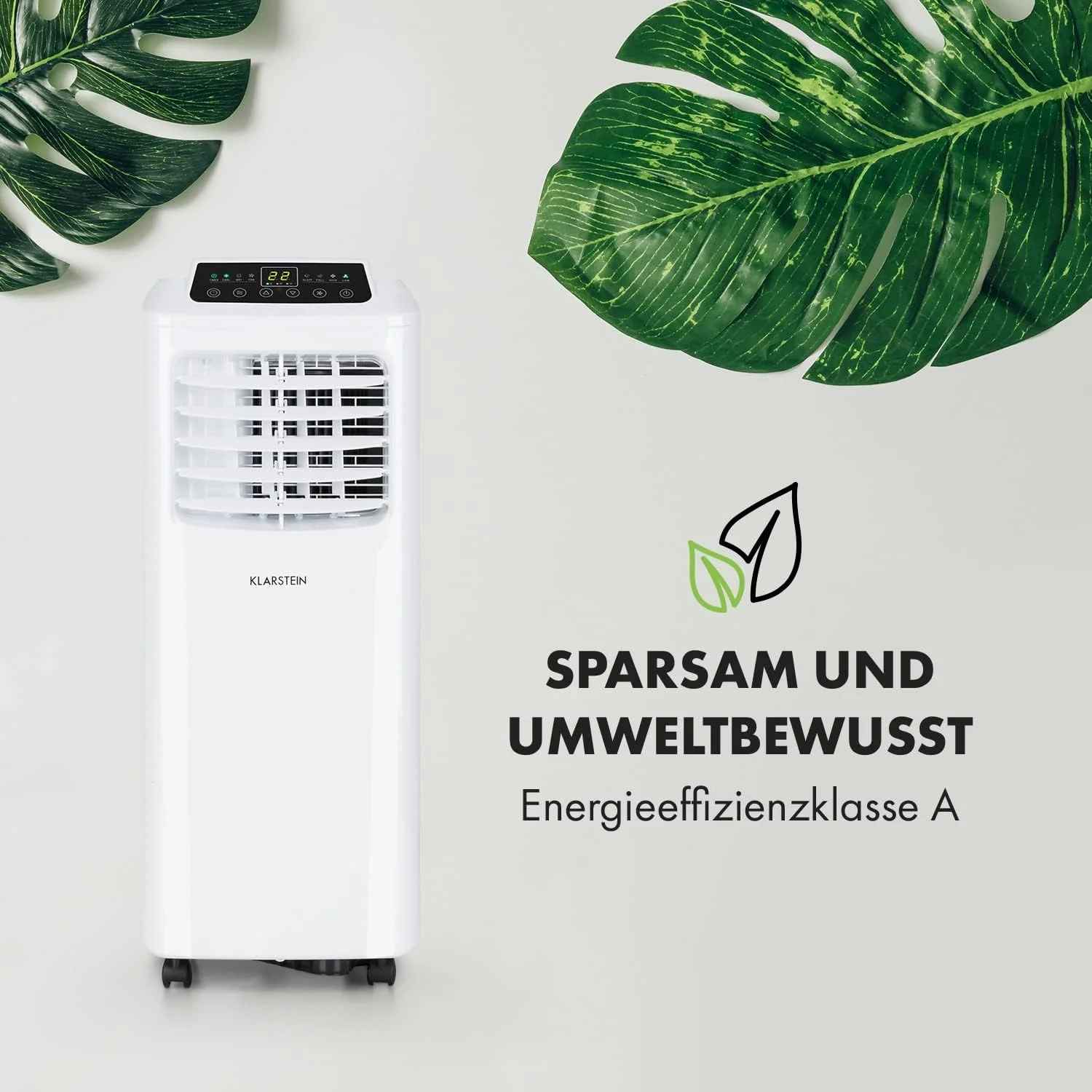 Klarstein Mobiele Airco met Afvoerslang, 3-in-1 Airconditioner met Ventilator & Luchtontvochtiger, Kleine & Draagbare Airco voor Thuis & op Kantoor, met Nachtmodus & App-bediening, 7000 BTU