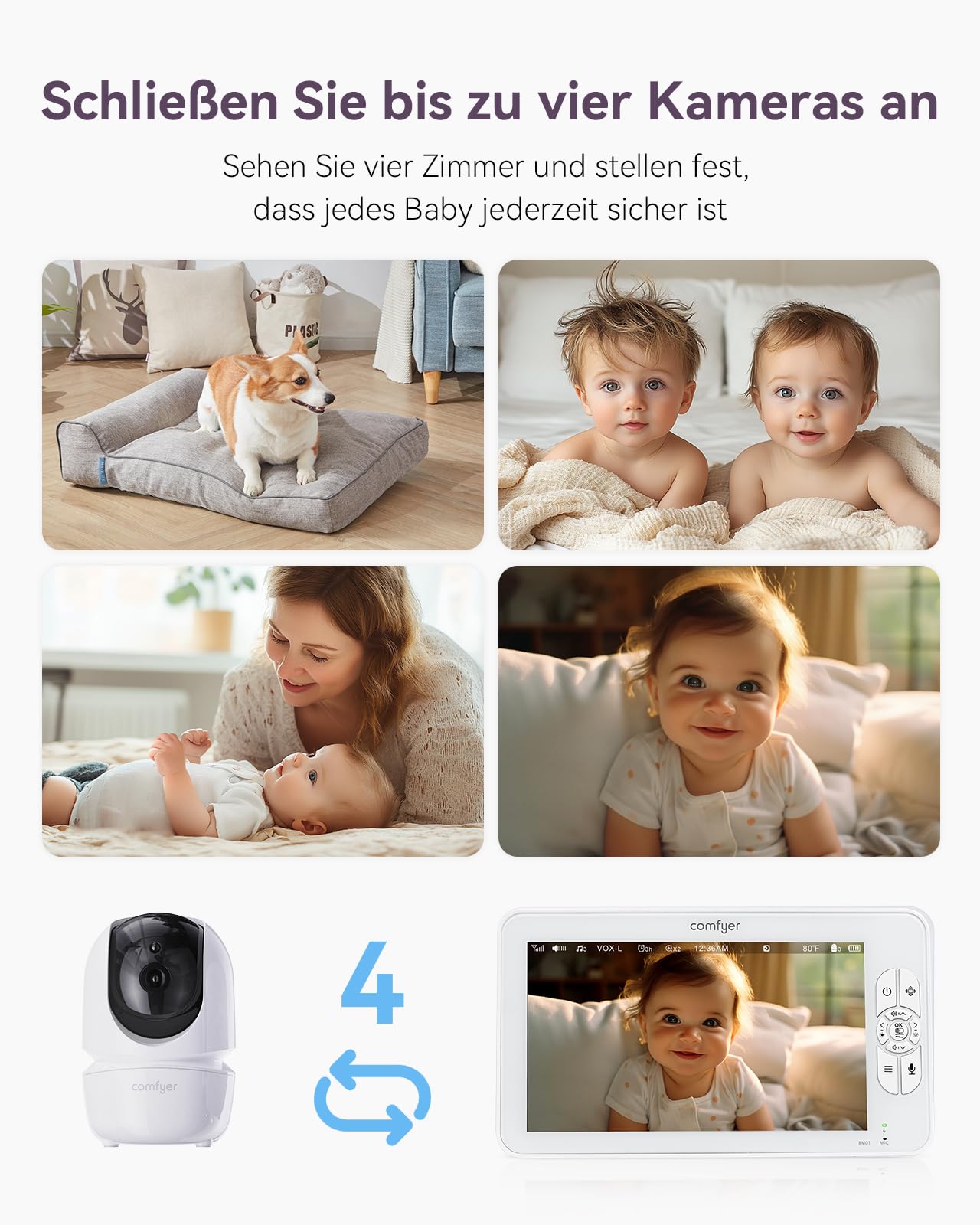 Babyphone mit 2 Kameras und 7