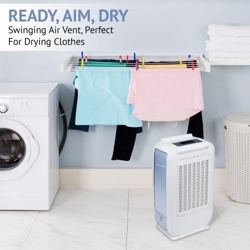 Ivation 13 Pint Small Area Desiccant Dehumidifier Compact and Quiet &ndash; With Continuous Drain Hose for Smaller Spaces, Bathroom, Attic, Crawlspace and Closets &ndash; For Spaces Up To 270 Sq Ft, White