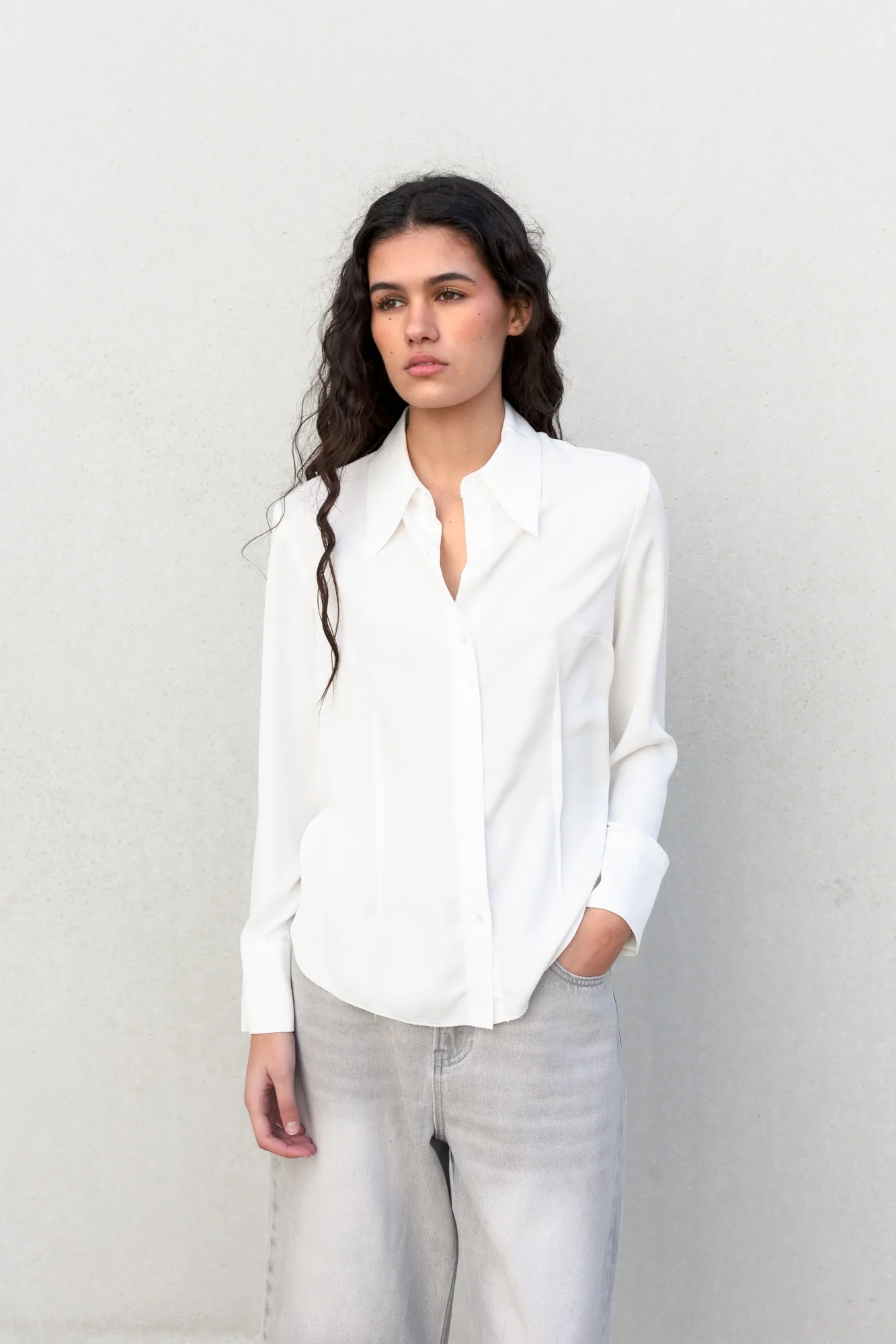 White Fitted Shirt with Darts | Sleek, Tailored & Timeless