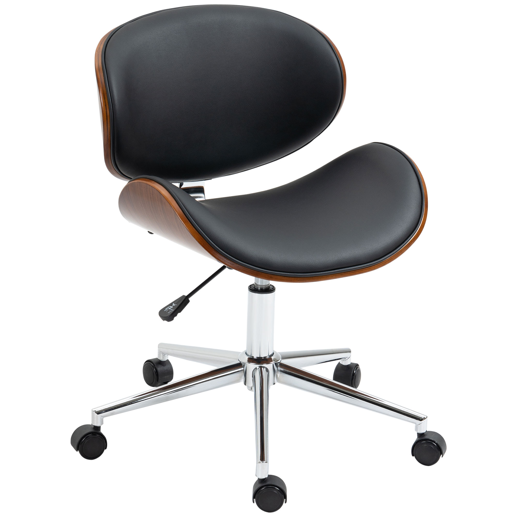 Vinsetto Bürostuhl Vintage-Design Höhenverstellbar 360° drehbar Pappelholz Kunstleder 53 x 53 x 77-87 cm