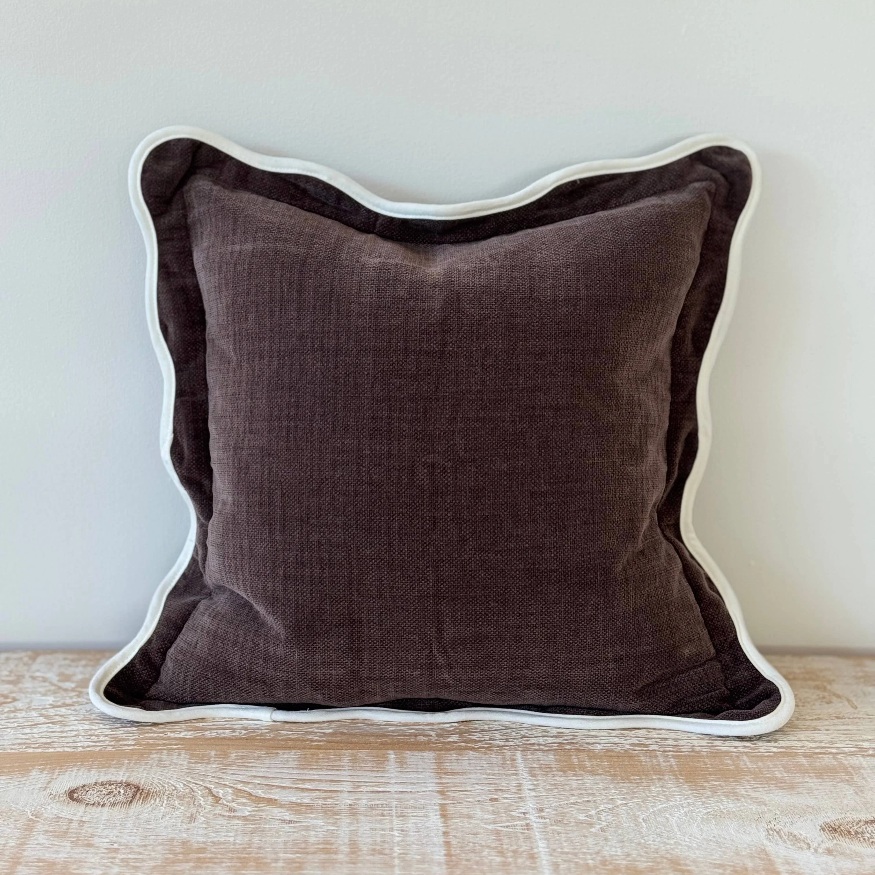 Chocolate Brown Cushion with Feather Fill �C Linen Blend 45x45cm