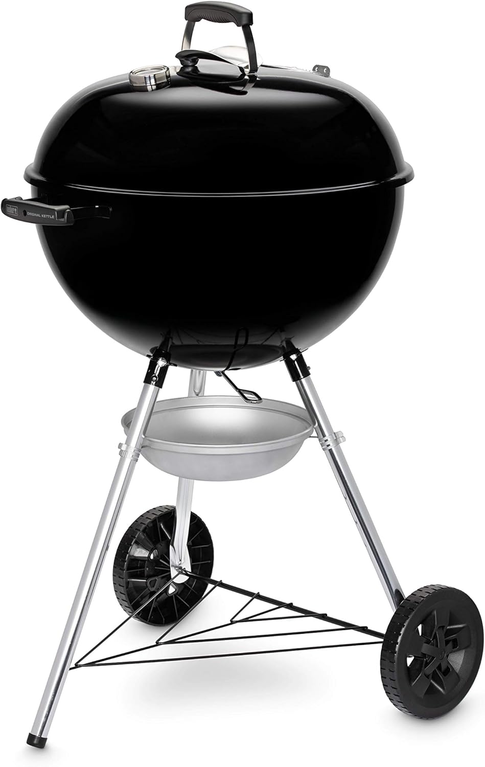 Weber Original Kettle BBQ a carbone, sup. cottura Ø 57 cm, barbecue con coperchio e caldaia smaltati in porcellana, termometro nel coperchio, sistema di pulizia One-Touch - Nero (14101004)