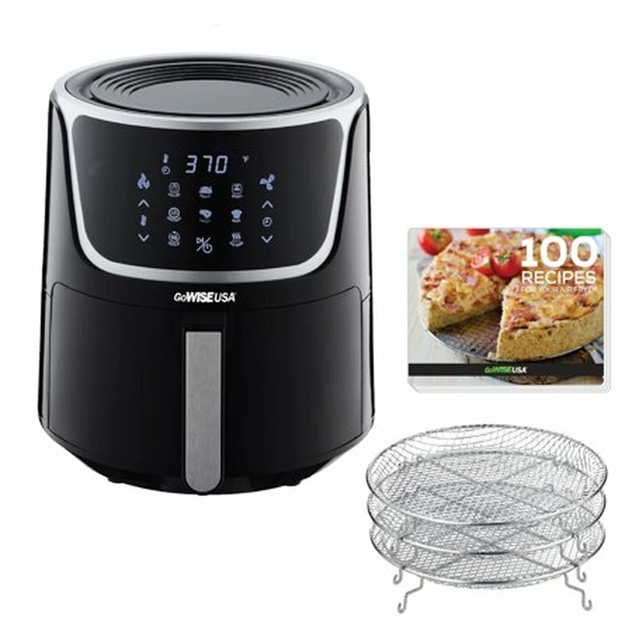 GoWISE GW22956 7 Quart Electric Air Fryer with Dehydrator and Stackable Racks | Black