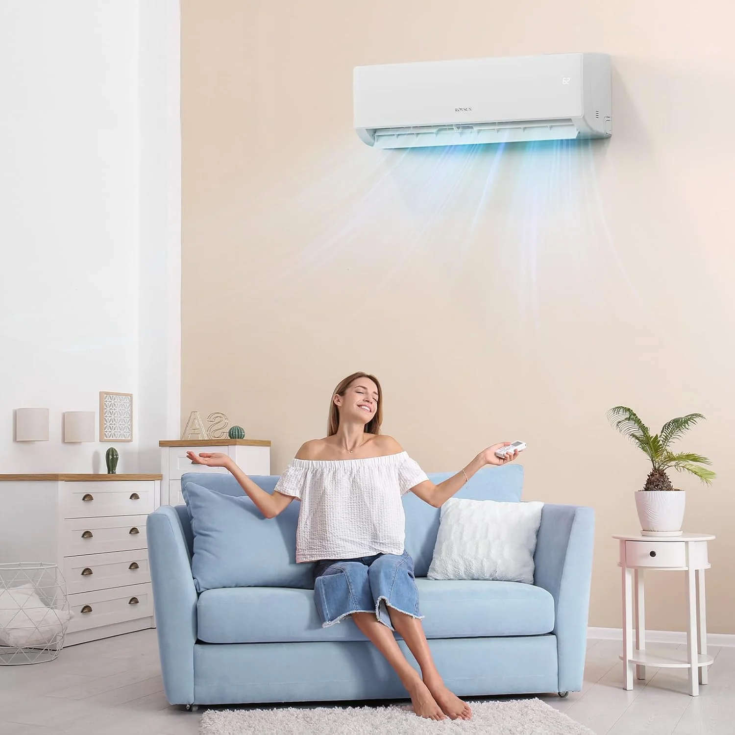ROVSUN 9000 BTU Wifi Enabled Mini Split Air Conditioner & Heater with Inverter, 19 SEER2 Energy Saving 115V Ductless Split AC Unit with Pre-Charged Condenser, Heat Pump & Installation Kit