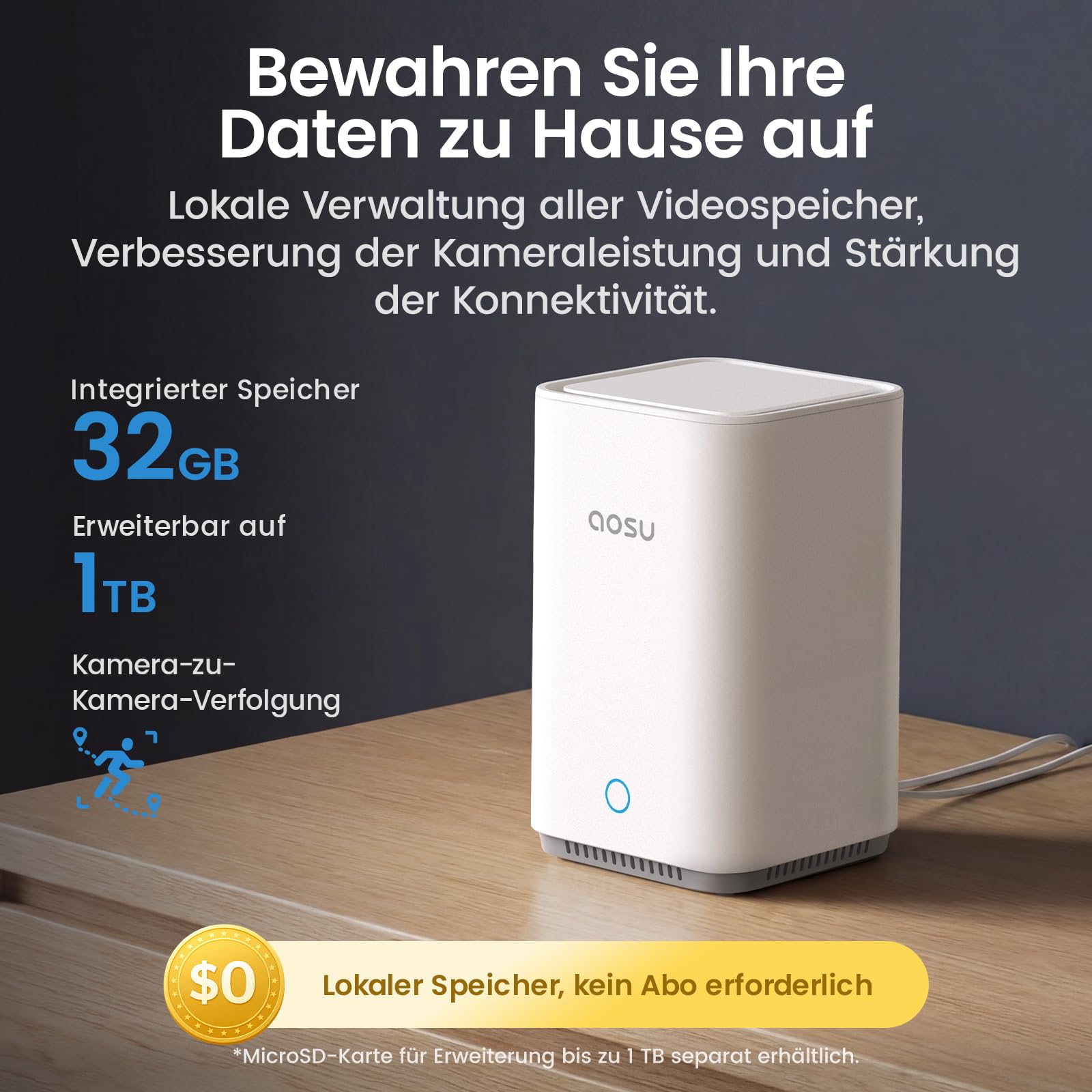 Überwachungskamera Außen 4K Solar Akku 360° PTZ mit Farb-Nachtsicht und KI-Erkennung