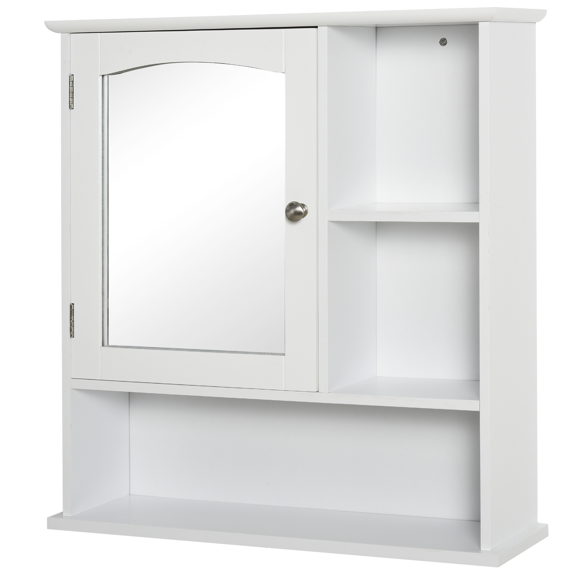 kleankin Spiegelschrank Badschrank Hängeschrank Badmöbel Wandschrank Mehrzweckschrank, Spanplatte+MDF, Weiß, 60 x 18 x 63 cm