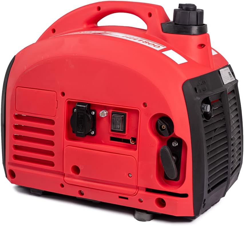 AMC Generatore di corrente Inverter Silenziato, 750W Motore 2 tempi comodo e leggero, 1 presa 230V, interruttore sovraccarico,da campeggio,giardino,mercati,fiere
