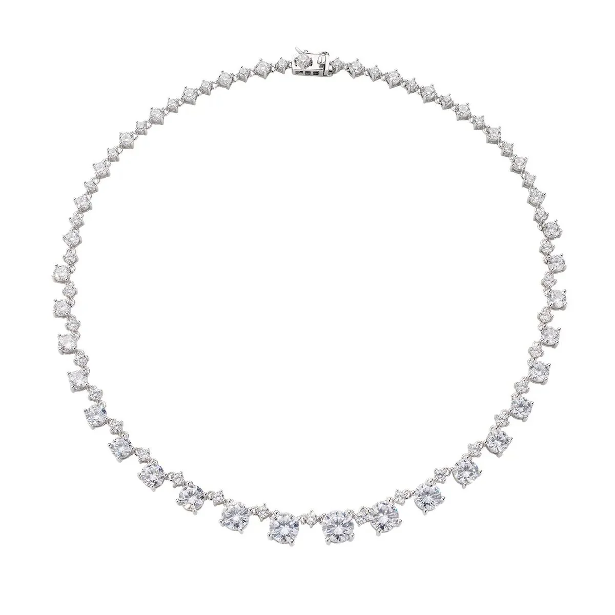 Collana Tennis Amen rodiato bianco con zirconi bianchi tondi NTETOBBBZ3