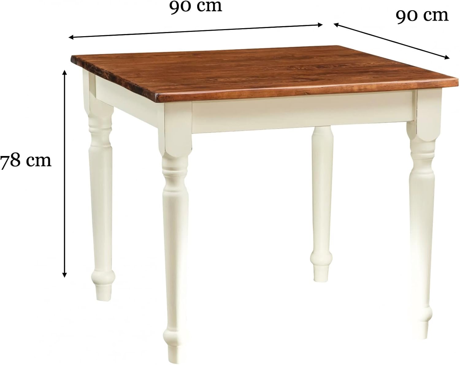 Biscottini tavolo quadrato legno massello 90x90 cm | Tavolo da cucina e sala da pranzo | Tavolo legno esterno e interno