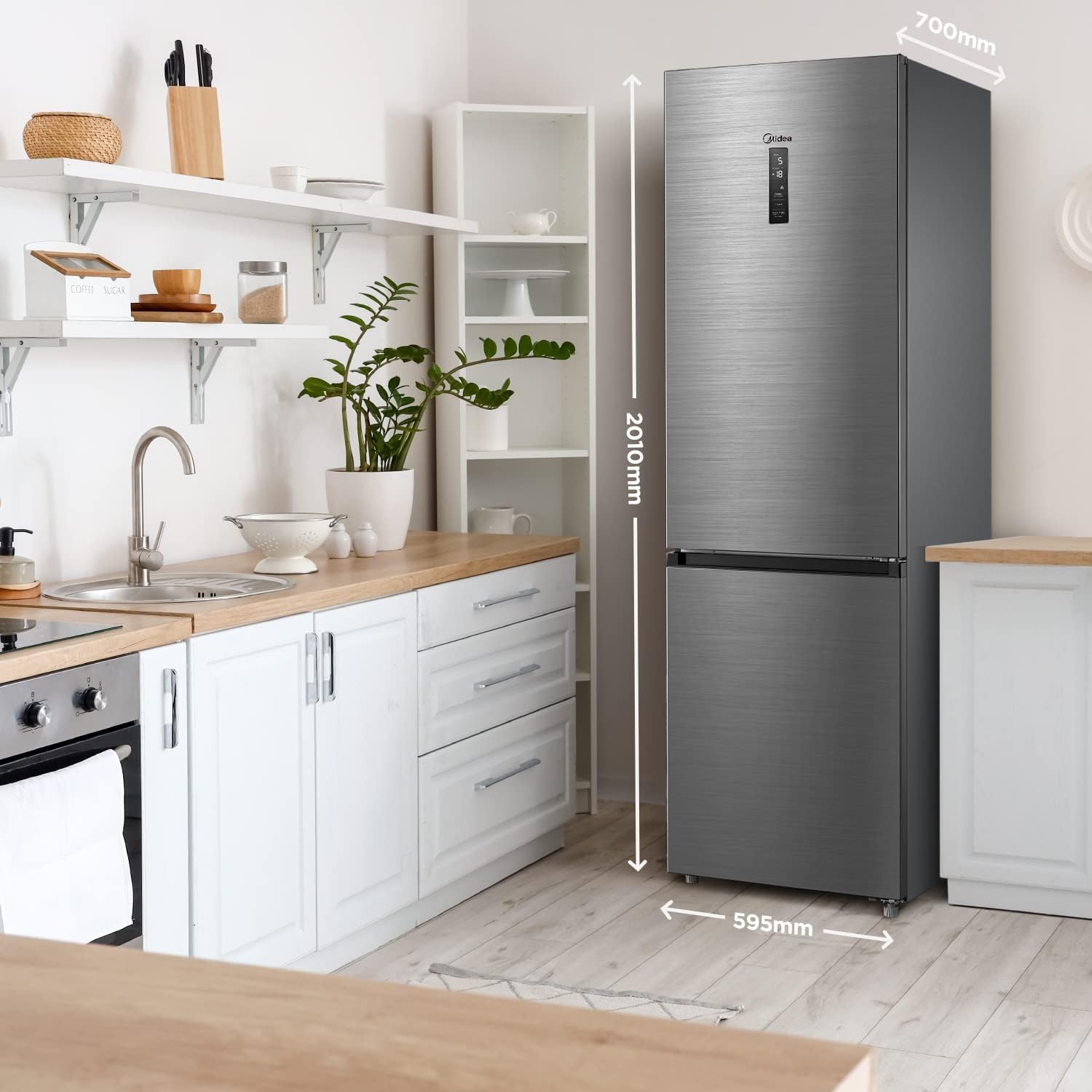 Midea MERB276FGE02A Fridge/Freezer Combination, 180 cm Height, NoFrost, Double Control, Super Cooling Function, 219 kWh per Year, Fridge Capacity 199 L, 71 L Freezer Capacity