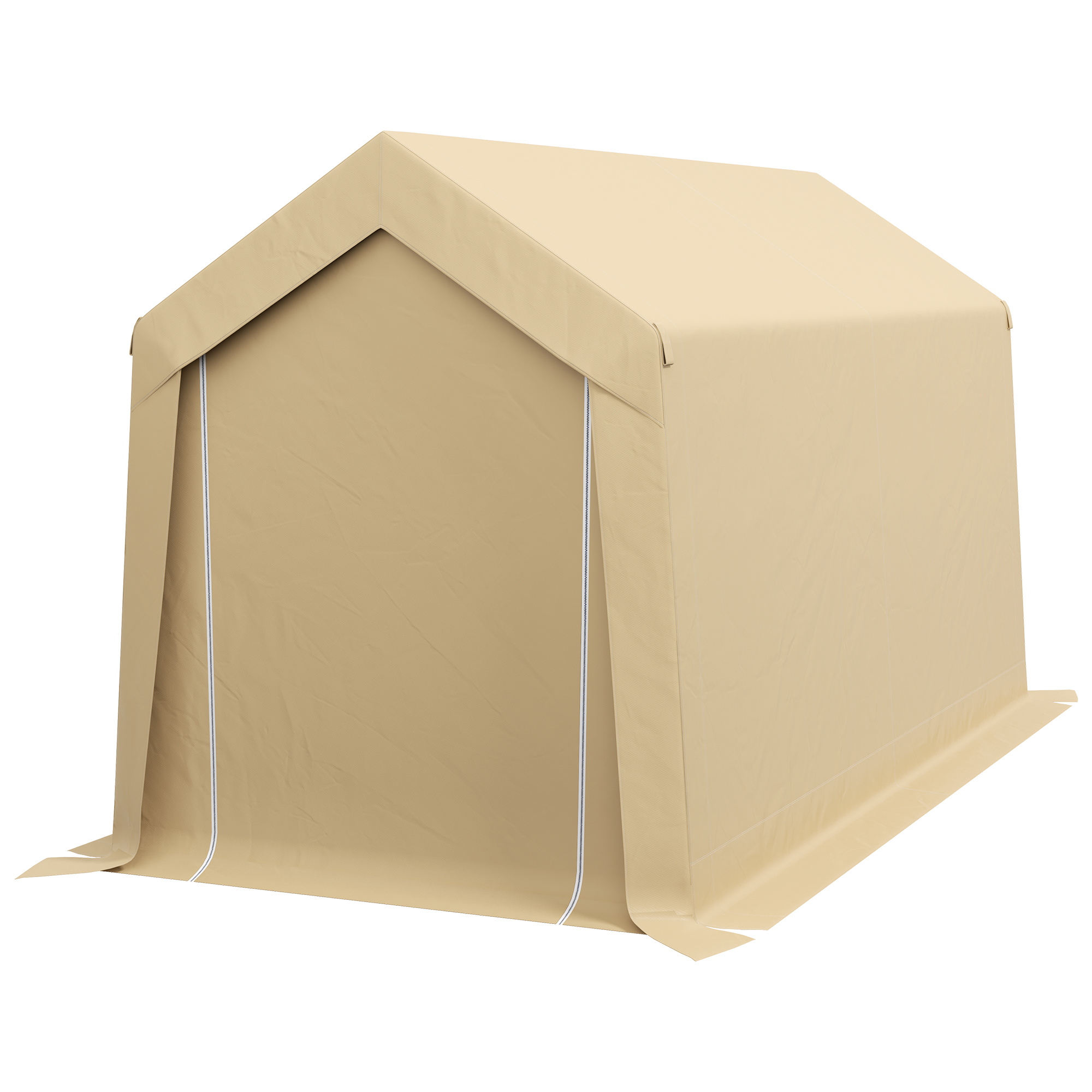 Outsunny Tragbares Gartenhaus Lagerzelt für den Außenbereich mit feuerverzinktem Stahlrahmen und großem Tor 2 x 3,6 m beige