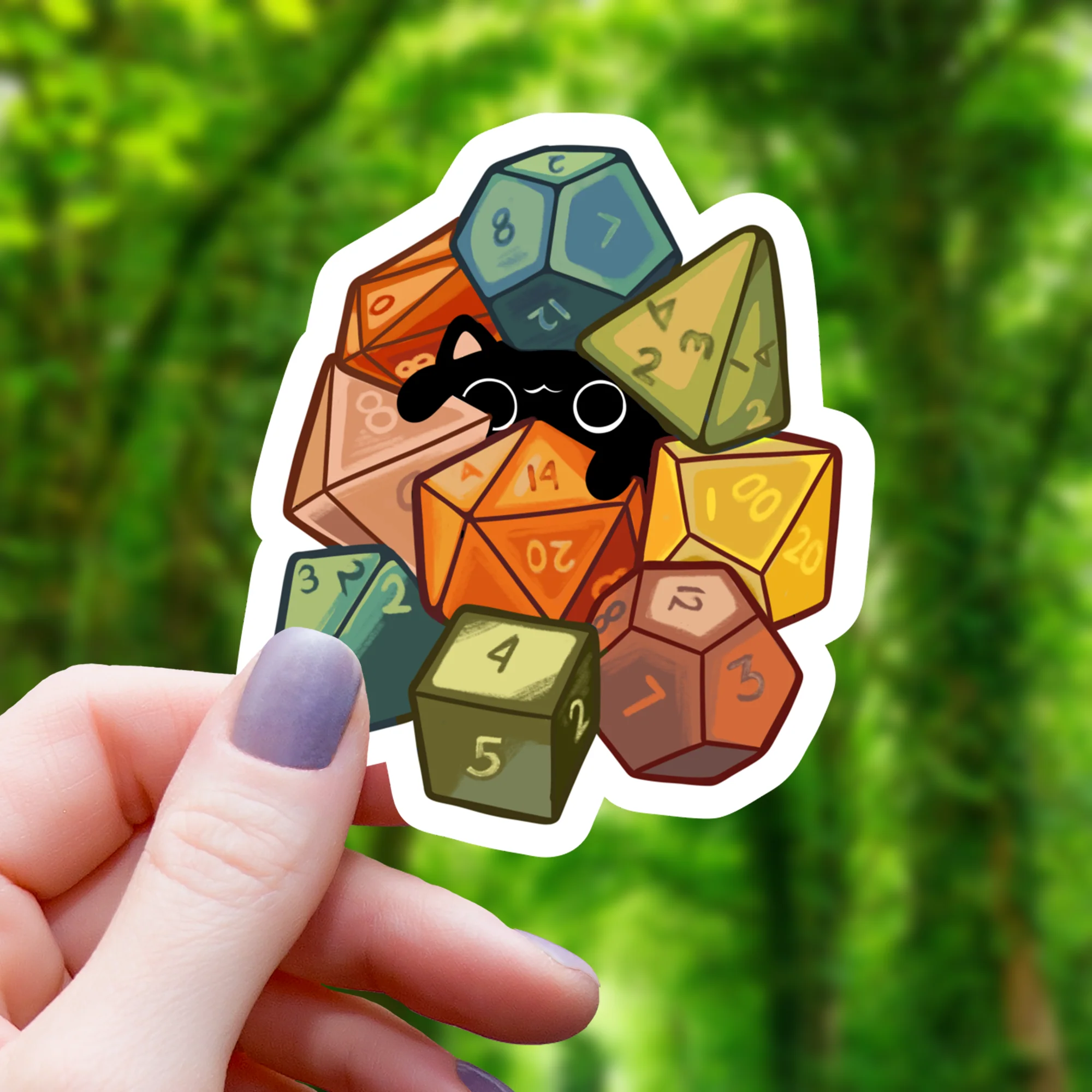 Mimic Gaming Co - Cat Amongst Polyhedral Dice Sticker - 3