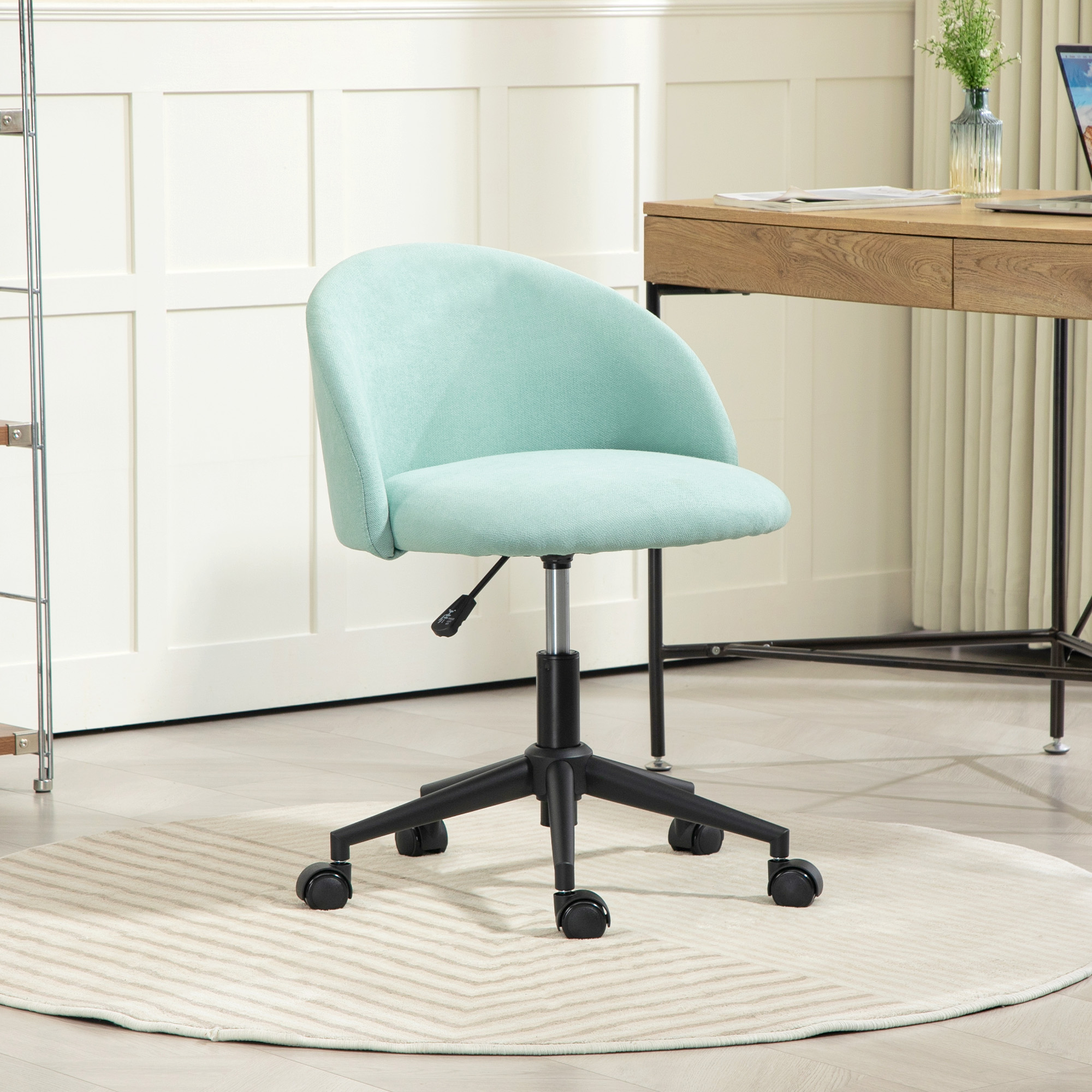 HOMCOM Bürostuhl Schreibtischstuhl in Samtoptik 360° drehbar höhenverstellbar 56 x 59,5 x 66-75,5 cm grün