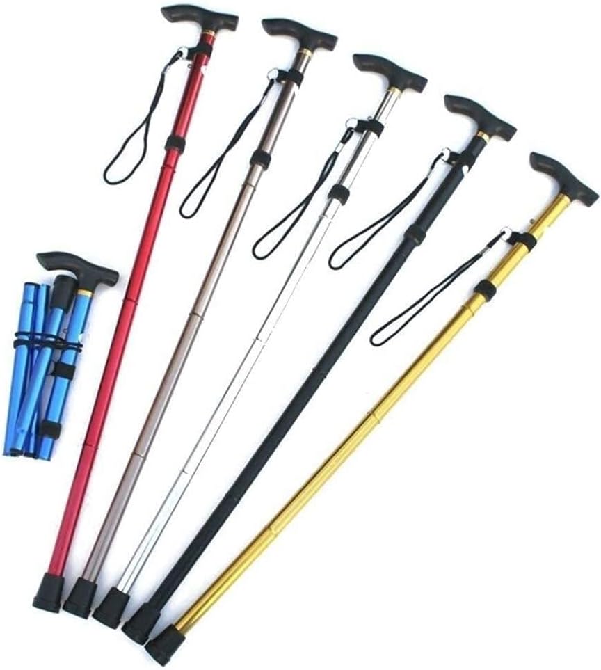 Spazierstock-Trekkingstöcke, Wanderstöcke, Trekkingstöcke, Wander-Trekkingstöcke, T-Griff, Aluminium-Klappstock, Metall-Klappstock, Krücken für ältere Menschen