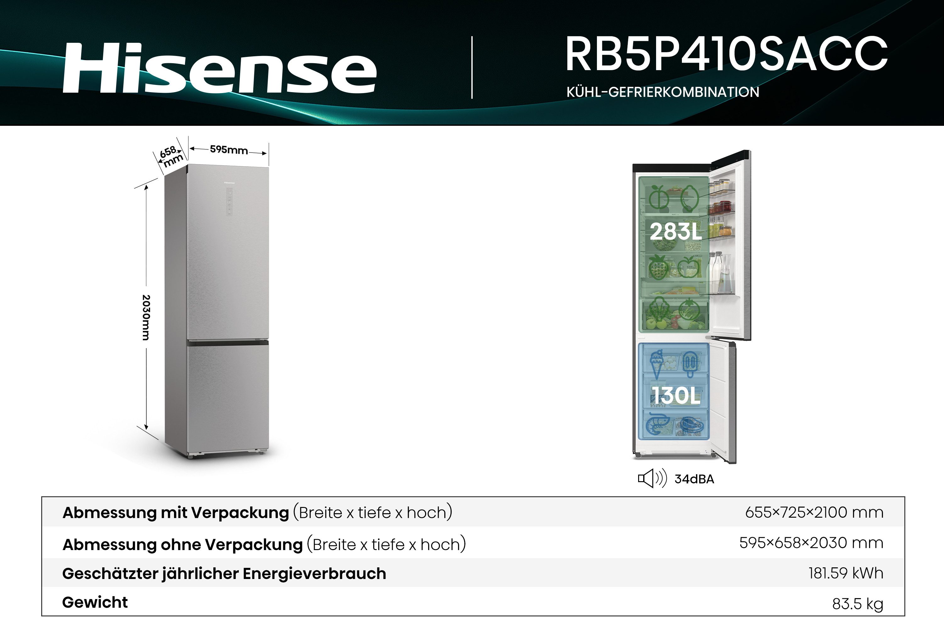 Kühl-/Gefrierkombination RB5P410SACC