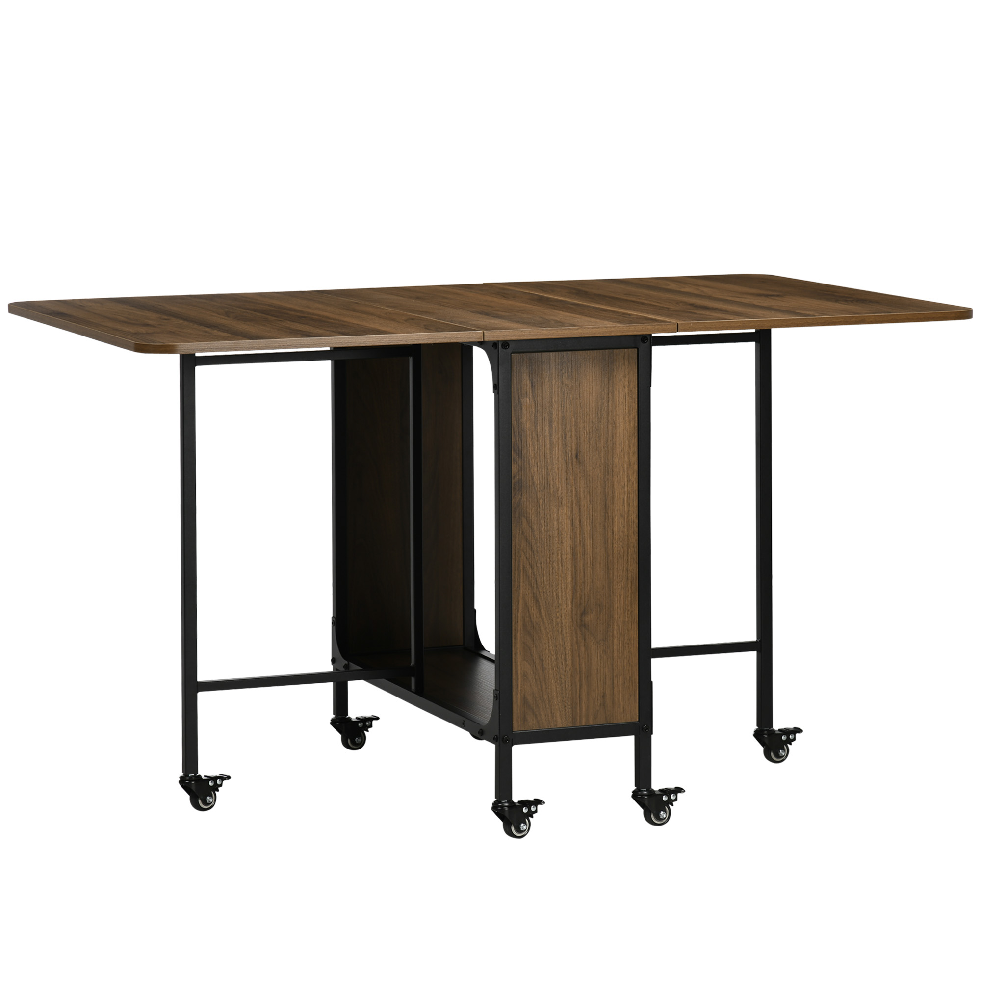 Mobiele Klaptafel, 2 Inklapbare Zijden, 130 x 80 x 74 cm, Bruin