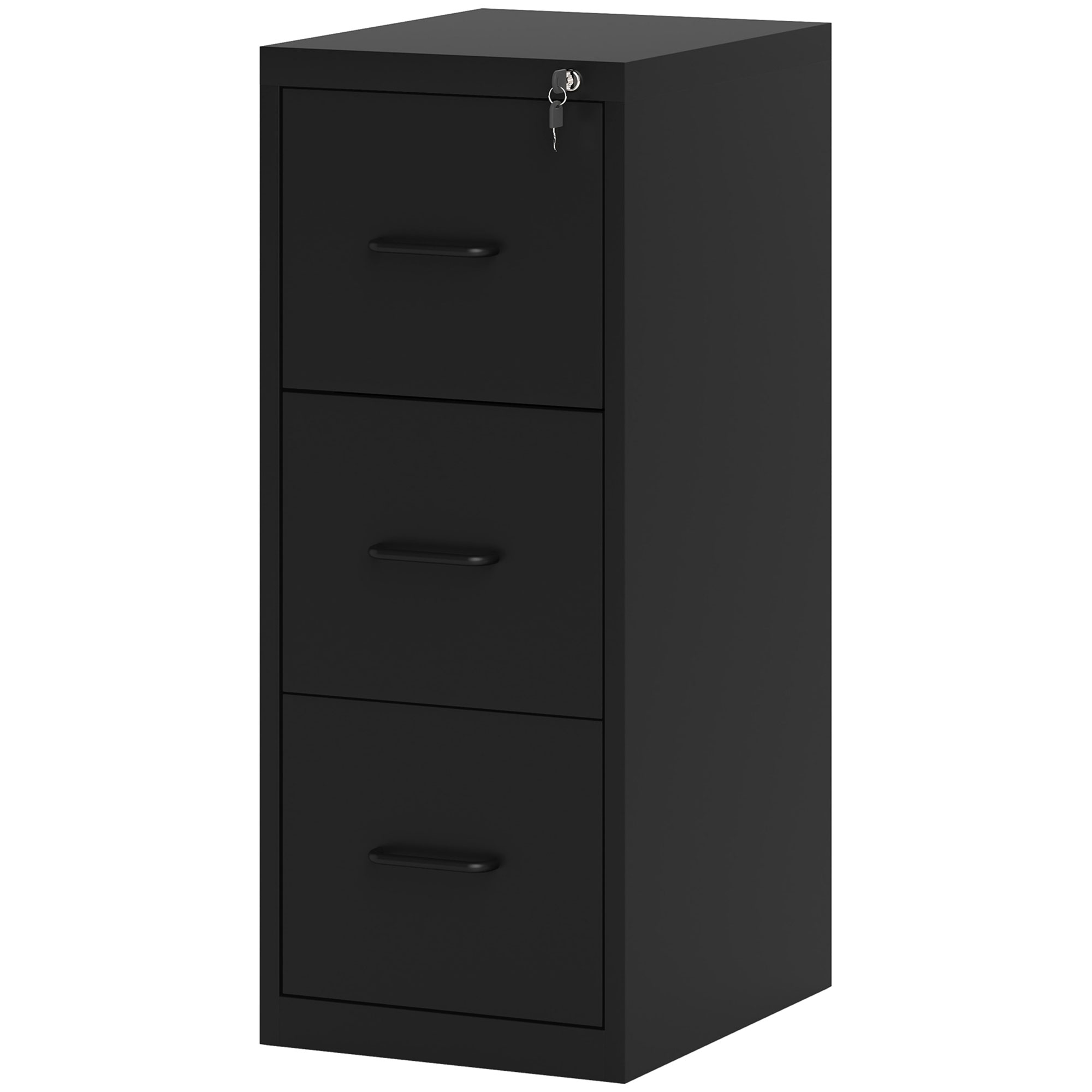 HOMCOM Minimalistischer Aktenschrank mit 3 Schubladen und verstellbarer Stange, aus Stahl, 36,5x46,2x99 cm, Schwarz