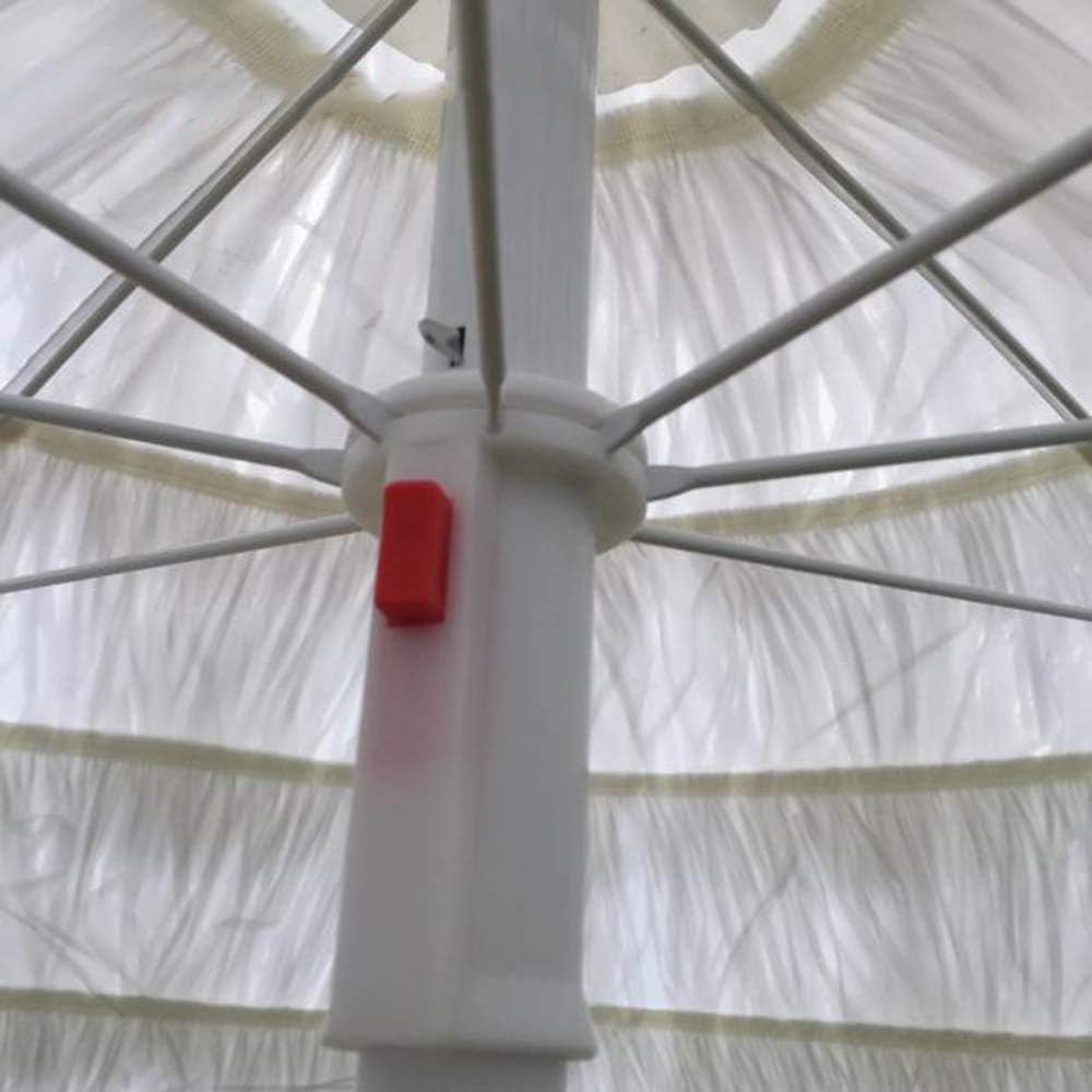 Weißer Strohschirm, 2 m, für den Außenbereich, Verstellbarer Hawaii-Hula-Regenschirm, Bast