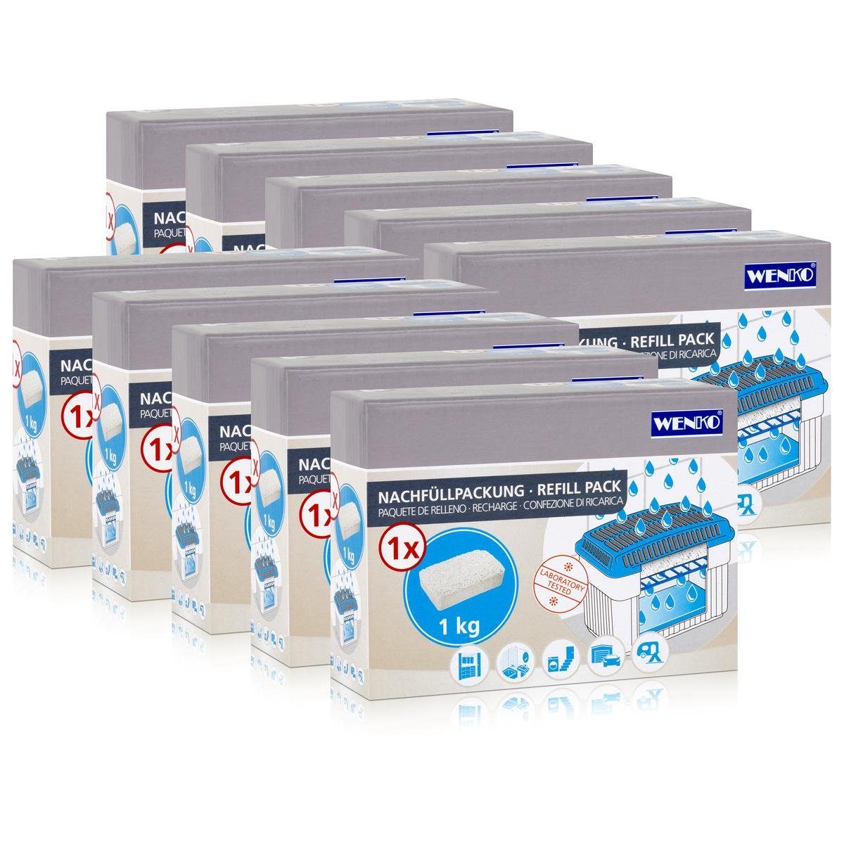 Luftentfeuchter 10x Wenko Nachfüllpackung Feuchtigkeitskiller RaumEntfeuchter, 1kg Gra