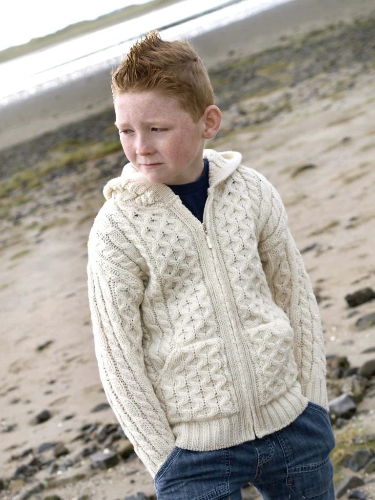 Childrens Zip Up Hoodie , Natural
