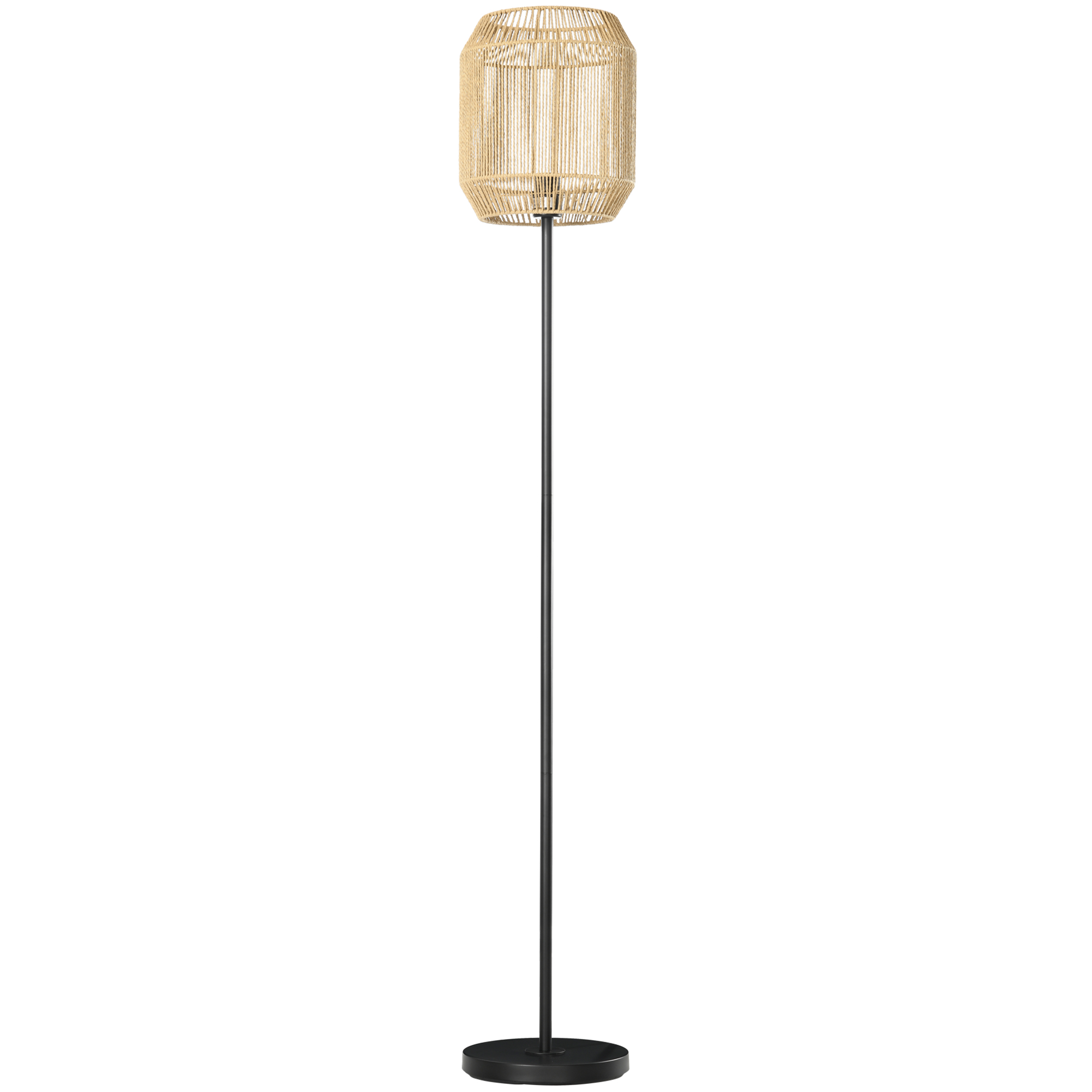 HOMCOM Stehlampe für das Wohnzimmer mit Lampenschirm aus Papierseil in natürlicher Optik Glocke E27 Max. 40W - Ø 26 x 164H cm
