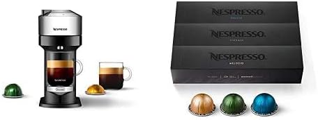 Nespresso Vertuo Next Deluxe Coffee and Espresso Machine by De'Longhi, Chrome Capsules VertuoLine, Medium and Dark Roast Coffee, 30 Count Coffee Pods