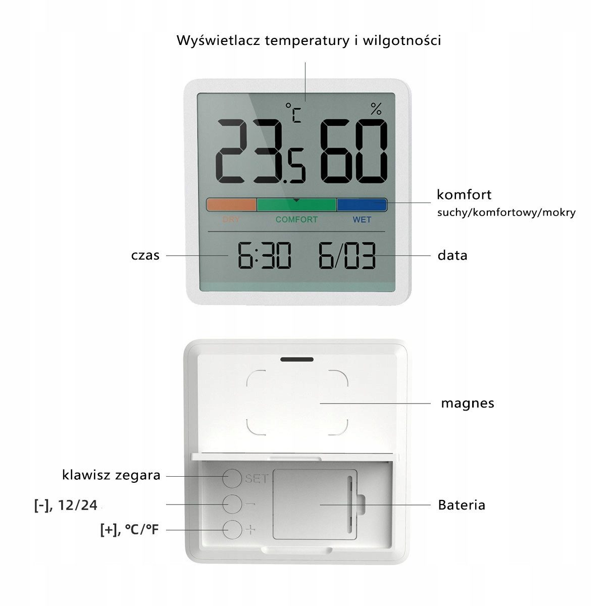 Hygrometer Digitales Thermo-Hygrometer LCD-Anzeige Temperatur Luftfeuchtigkeit.