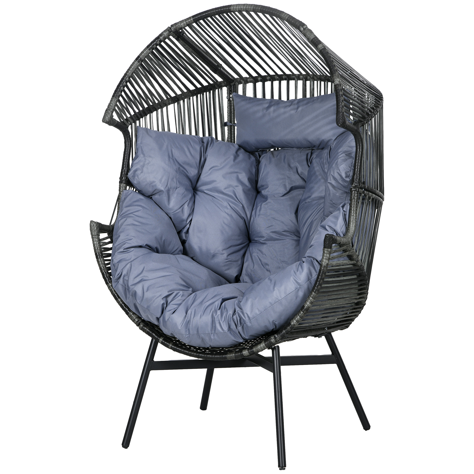 Outsunny Rattansessel Outdoor-Sessel Gartensessel, PE-Rattan, 89 cm x 75 cm x 143 cm, Grau+Schwarz