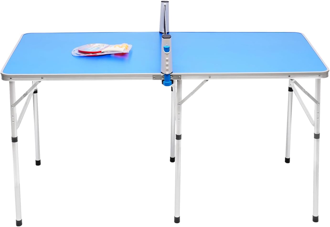 Donened - Tavolo da ping pong pieghevole, mini tavolo da ping pong con 2 racchette, 3 palline e rete da ping pong, tavolo da ping pong per interni esterni, 152 x 76 x 76 cm