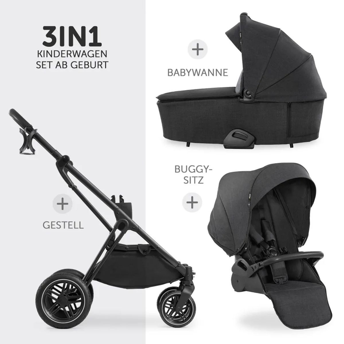 Kombi-Kinderwagen Vision X Trio Set - Melange Black