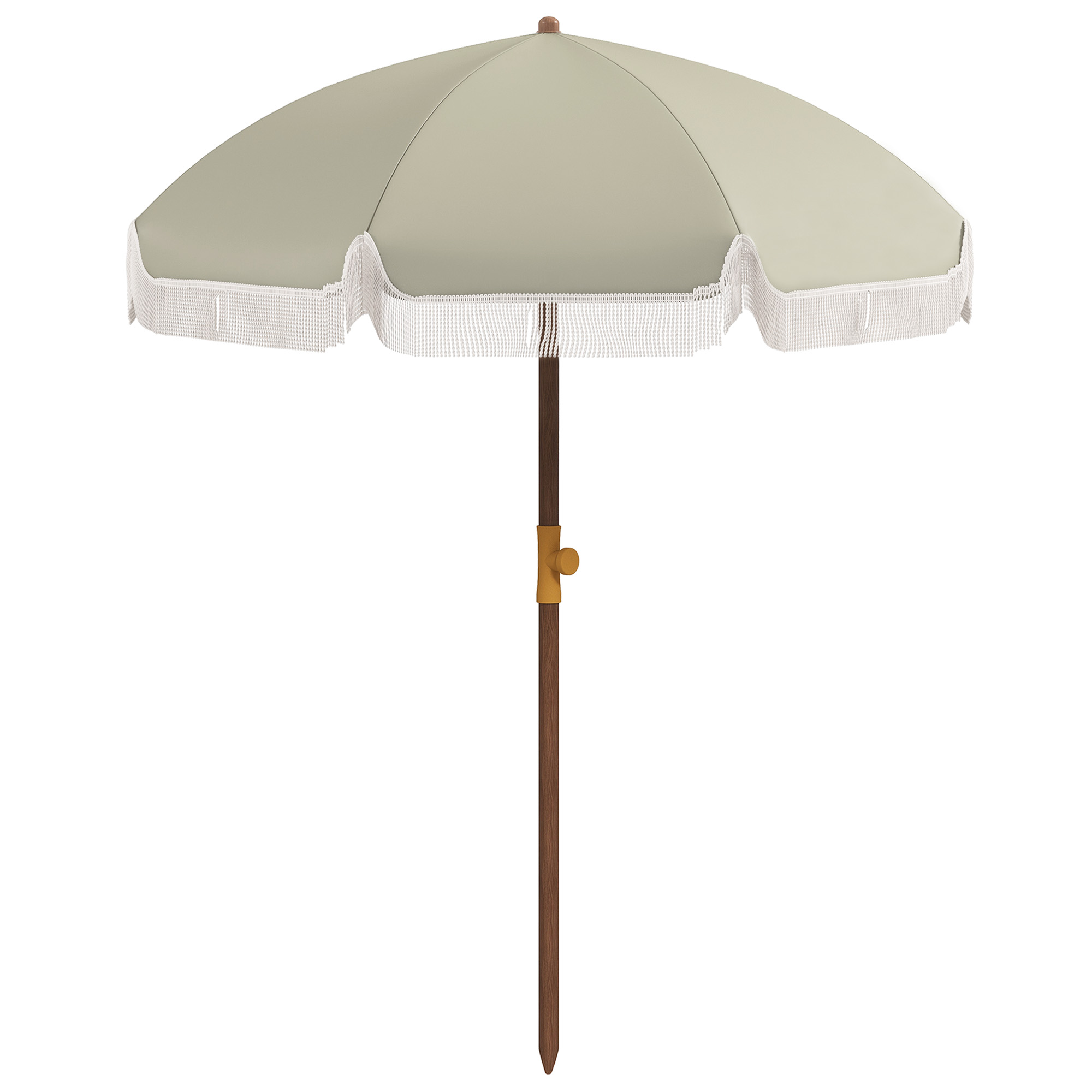 Outsunny Strandschirm Outdoor-Sonnenschirm Rundschirm mit Franse UV-Schutz 40+ mit 8 Streben Grün