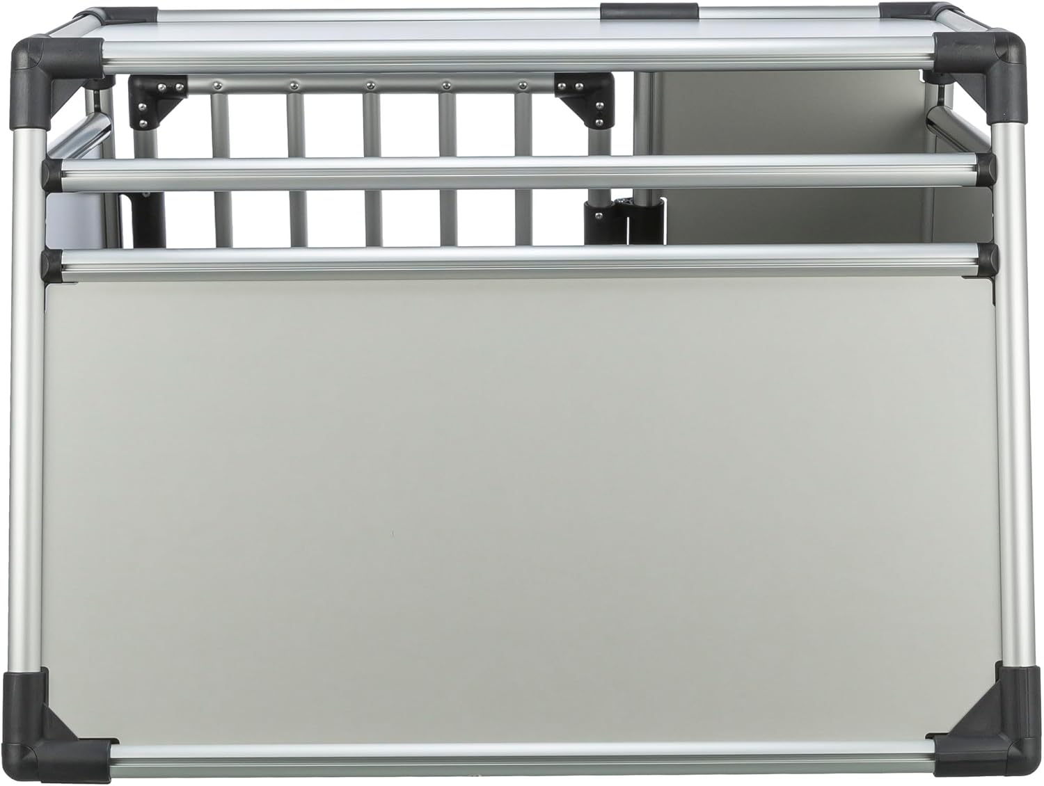 TRIXIE Hunde-Transportbox, Aluminium, L: 92 x 64 x 78 cm, grafit, rutschfste Liegematte, Klettleiste am Boden, Sicherheitsverschluss, stabil und geruscharm, hochgeschlossene Wnde - 39338