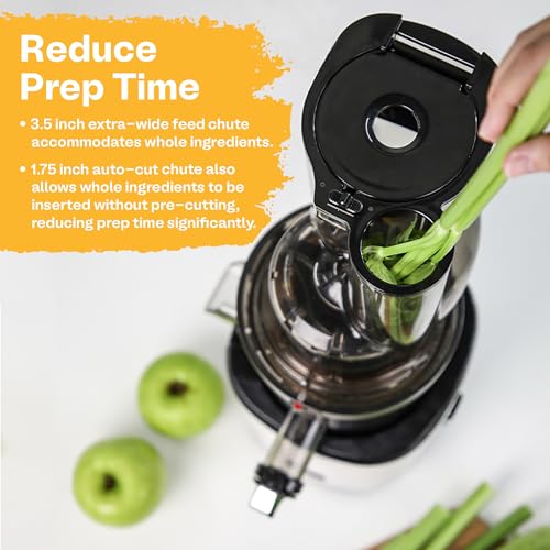 Kuvings Whole Slow Juicer REVO830SWP Cold Press Masticating Juicer Machine   Extra Wide 88mm & 48mm Food Chutes   Quiet Strong Motor Auto Cut Fruits & Veggies   Smoothie Sorbet Attachment   White : Home & Kitchen